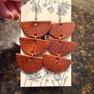 Brown Leather Earrings